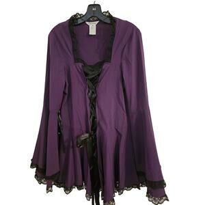 Chic Star Cosplay‎ Romantic Top Ribbon Laces Bell Sleeve with Lace sz 46/XL EUC